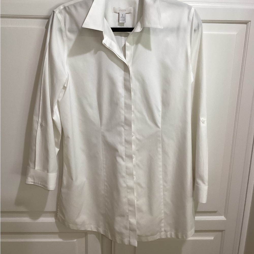 Chicos white no iron size 8 (Chios size 1) long sleeve with tab roll up.
